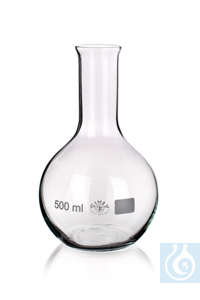Flat bottom flask narrow neck, 4000 ml, dim. Ø 1= 207 x Ø 2= 50 x H 300 mm, with rim, Simax®...